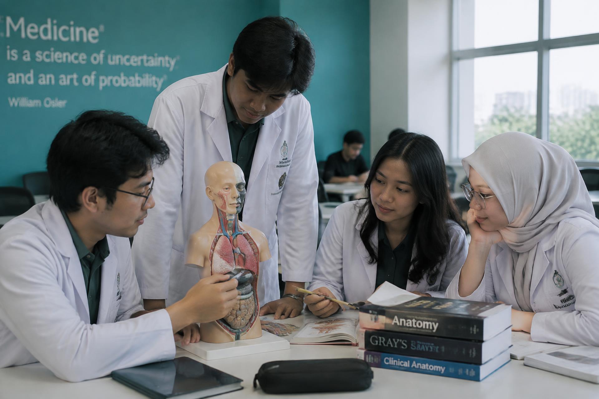 Mahasiswa kedokteran di Semarang belajar anatomi bersama menggunakan model torso dan buku anatomi
